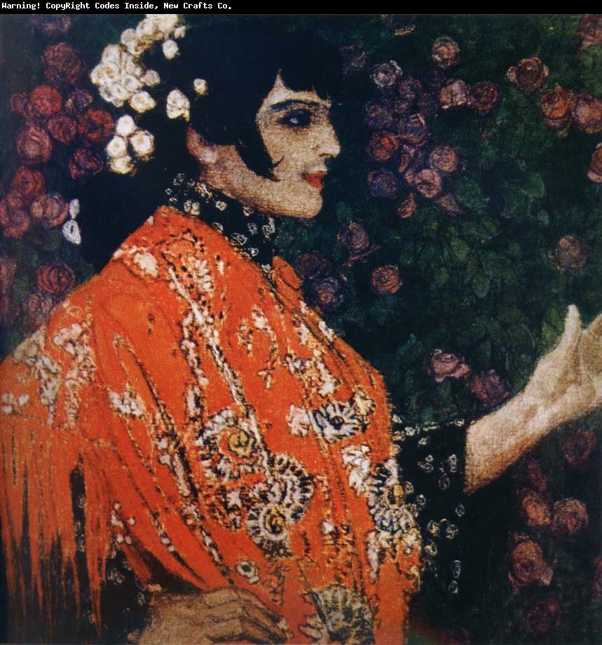 Alexander Yakovlevich GOLOVIN The Woman of spanish had on a shawl red